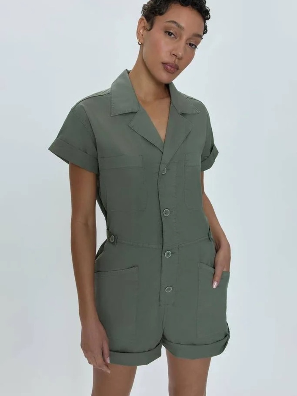 Parker Field Suit Short Romper in Sagebrush green - S